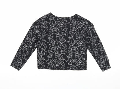 TU Girls Black Geometric Cotton Basic Blouse Size 6 Years Scoop Neck Pullover - Unicorn
