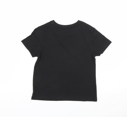 Preworn Girls Black Cotton Basic T-Shirt Size 2-3 Years Scoop Neck Pullover - Always Team Santa