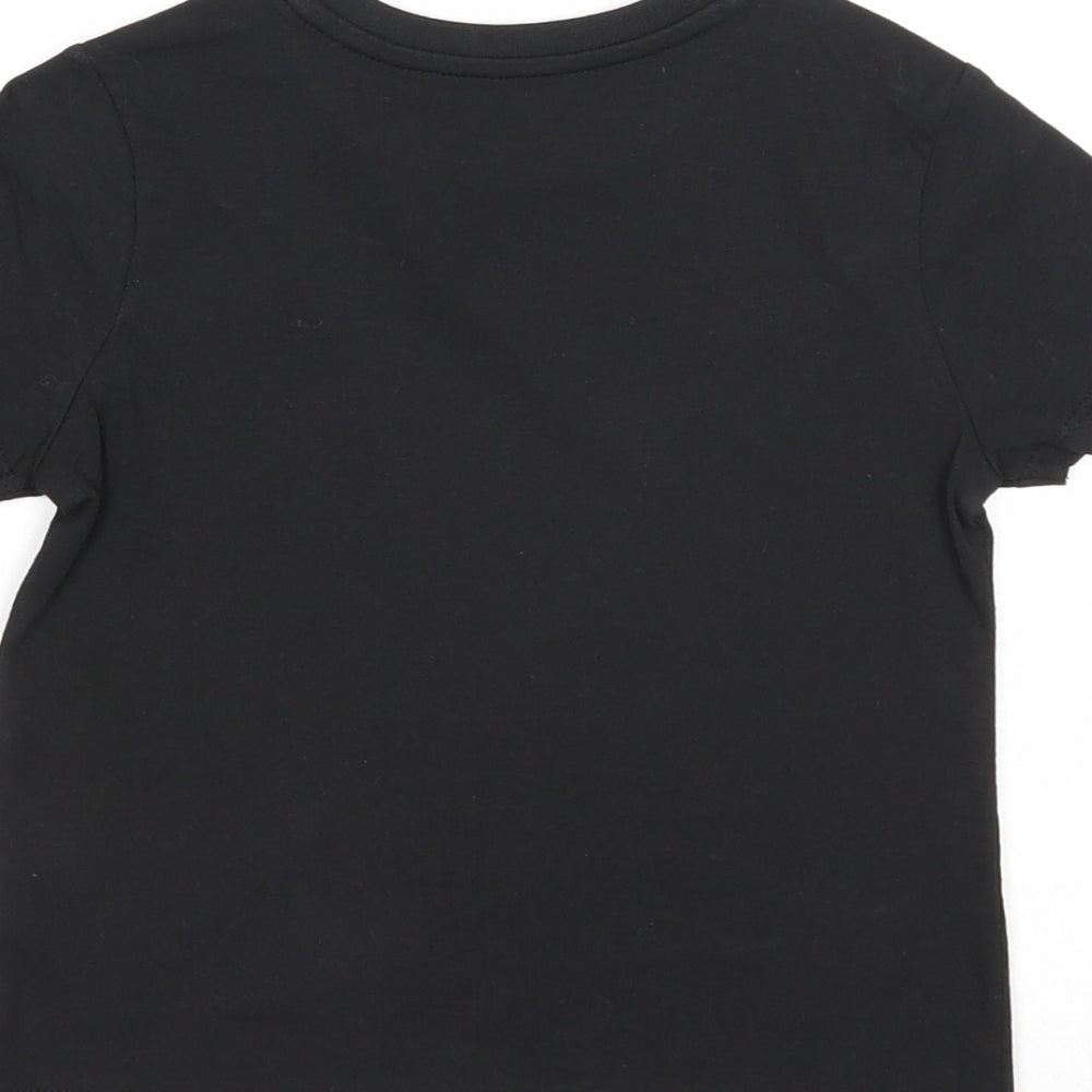 Preworn Girls Black Cotton Basic T-Shirt Size 2-3 Years Scoop Neck Pullover - Always Team Santa
