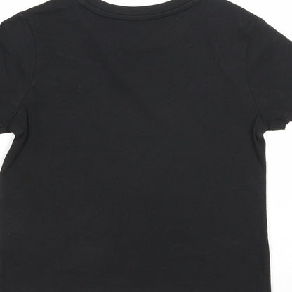 Preworn Girls Black Cotton Basic T-Shirt Size 2-3 Years Scoop Neck Pullover - Always Team Santa