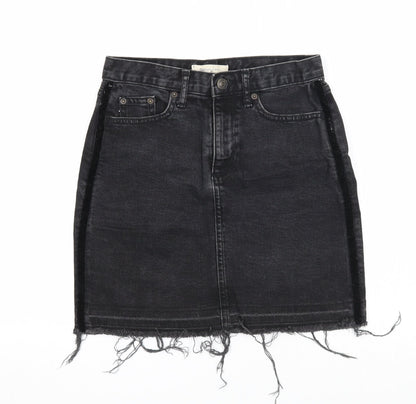 Gap Womens Black Cotton A-Line Skirt Size 24 in Zip