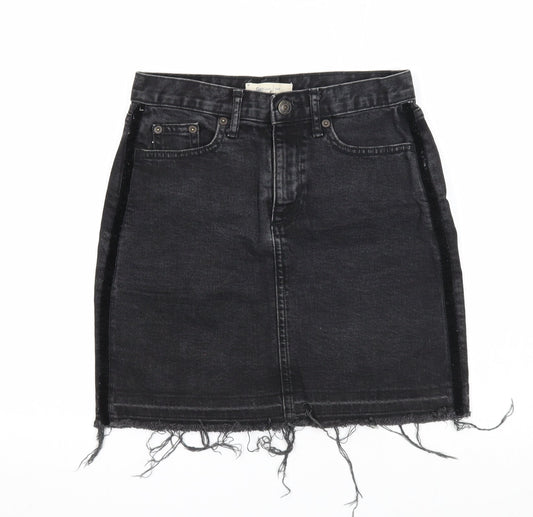 Gap Womens Black Cotton A-Line Skirt Size 24 in Zip