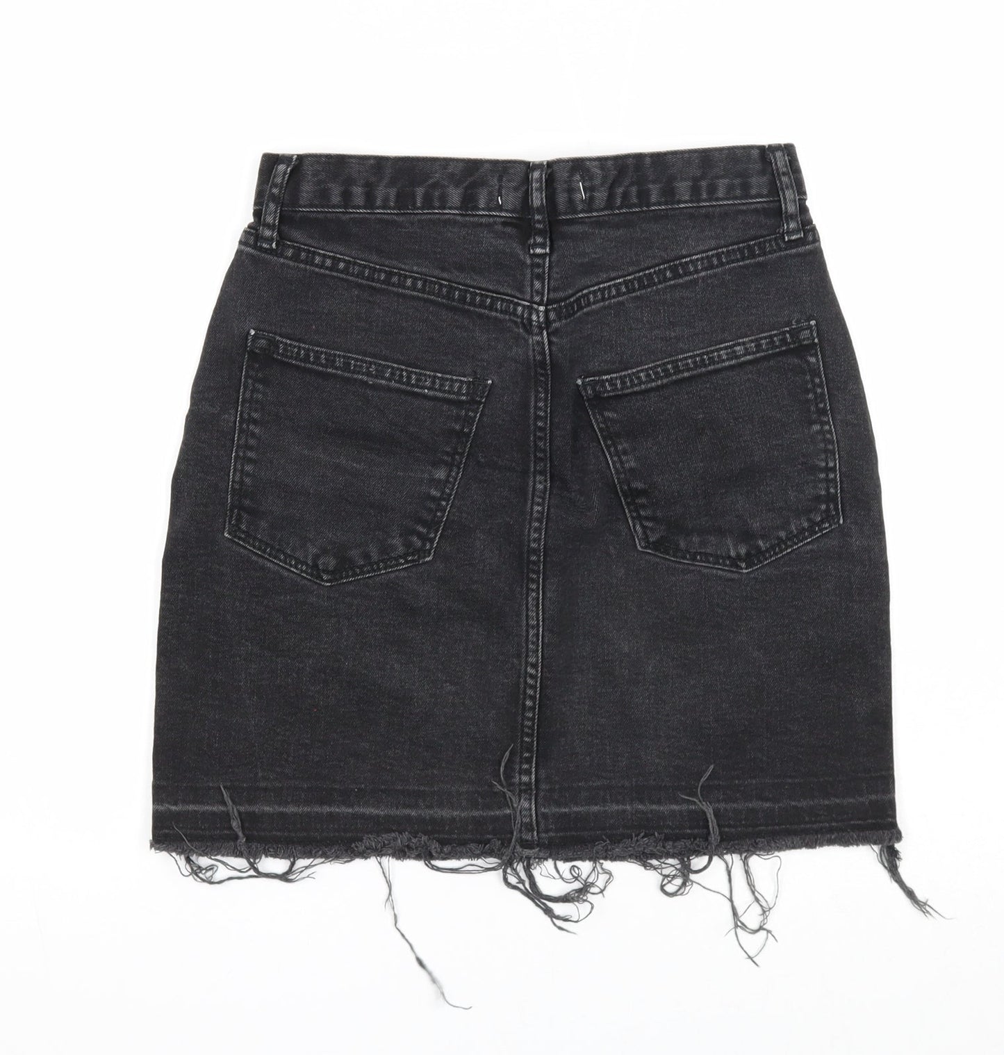 Gap Womens Black Cotton A-Line Skirt Size 24 in Zip