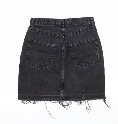 Gap Womens Black Cotton A-Line Skirt Size 24 in Zip