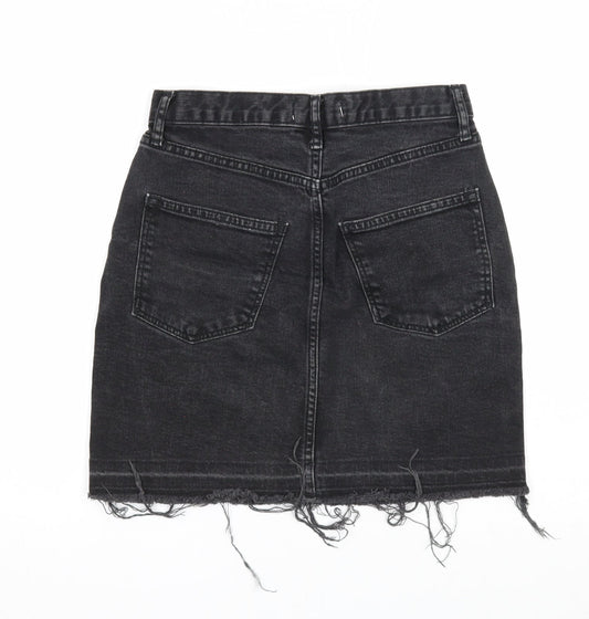 Gap Womens Black Cotton A-Line Skirt Size 24 in Zip