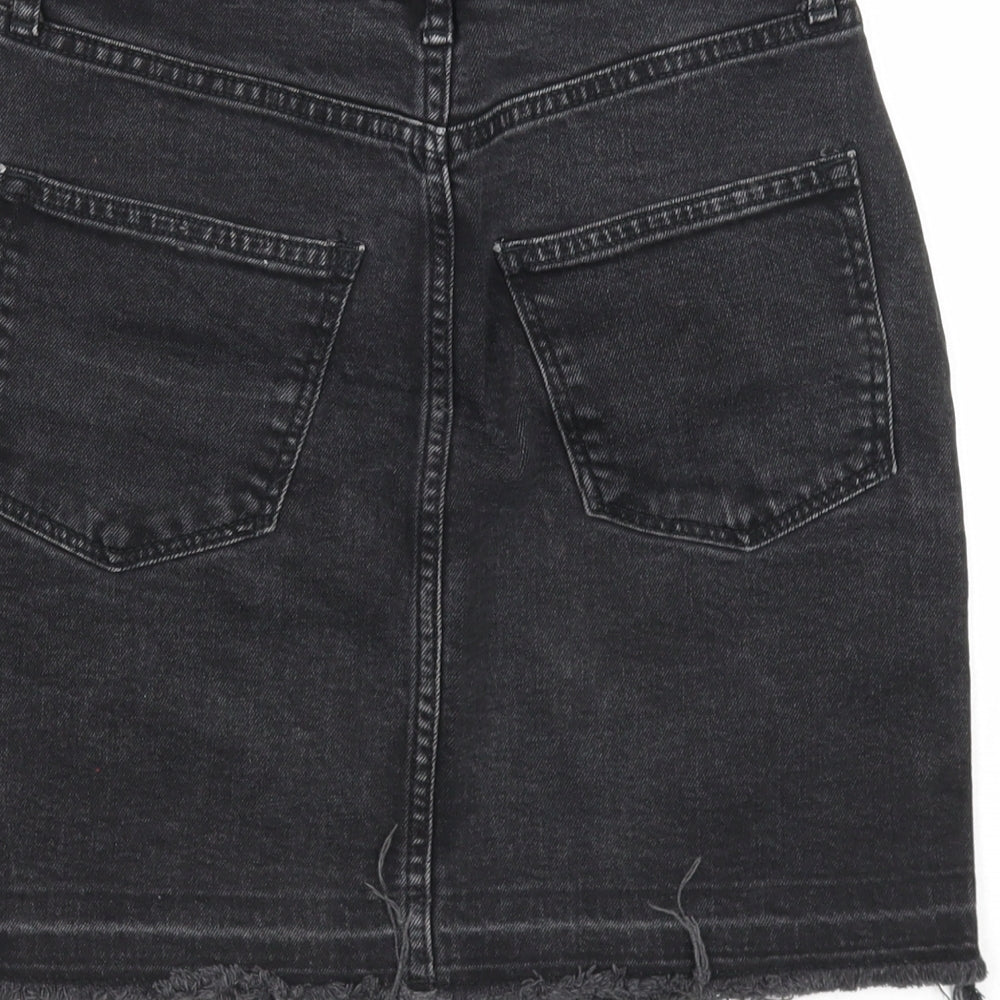 Gap Womens Black Cotton A-Line Skirt Size 24 in Zip