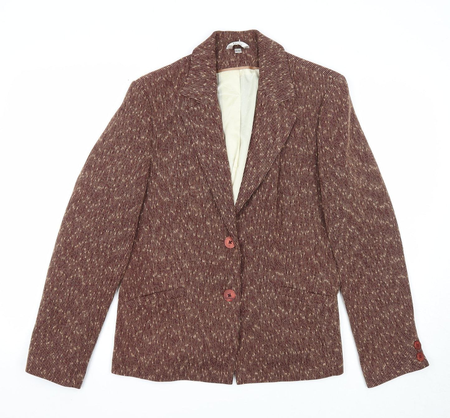 Klass Womens Brown Geometric Jacket Blazer Size 16 Button