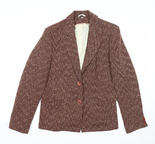 Klass Womens Brown Geometric Jacket Blazer Size 16 Button