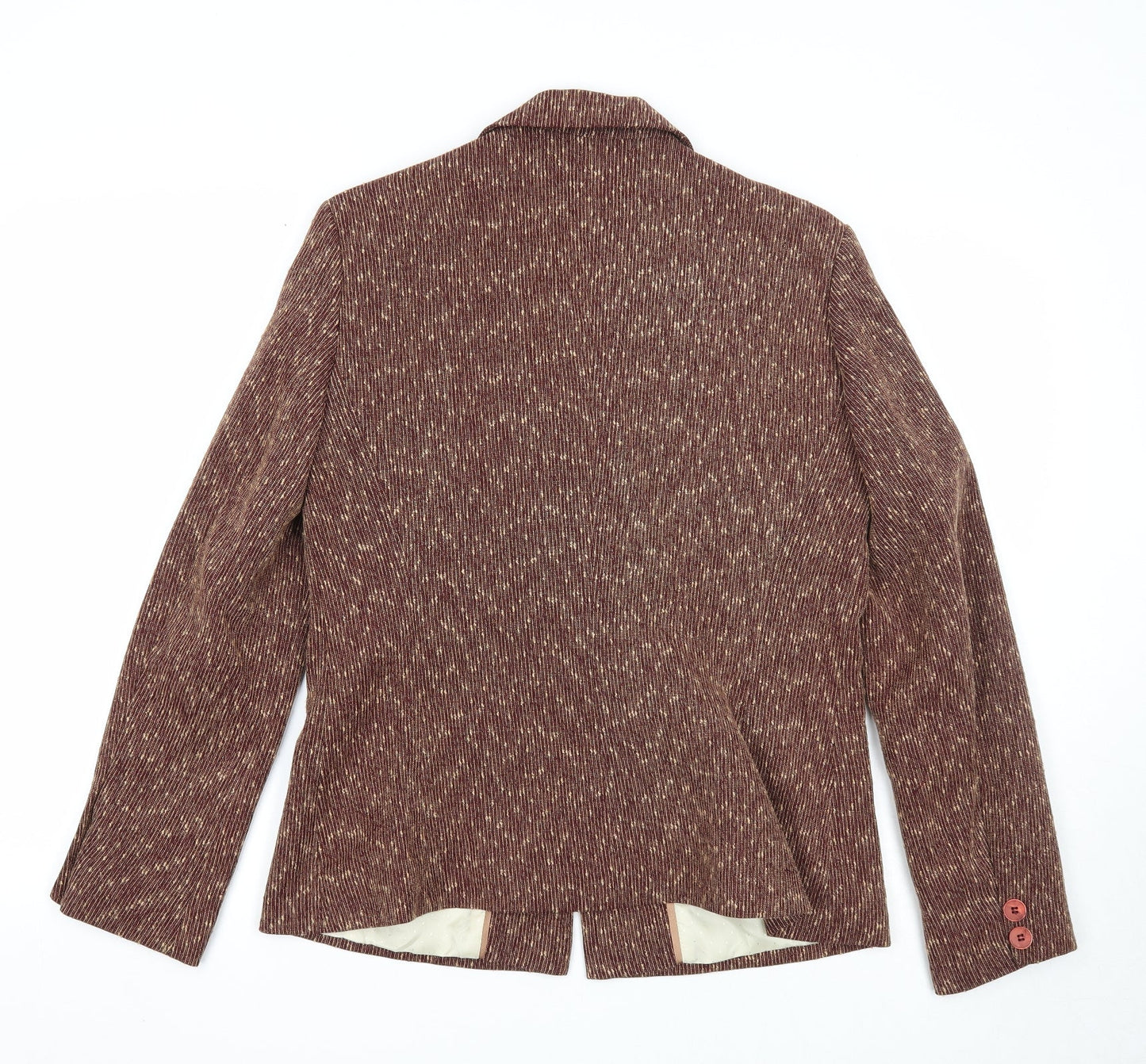 Klass Womens Brown Geometric Jacket Blazer Size 16 Button