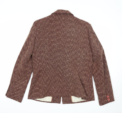 Klass Womens Brown Geometric Jacket Blazer Size 16 Button