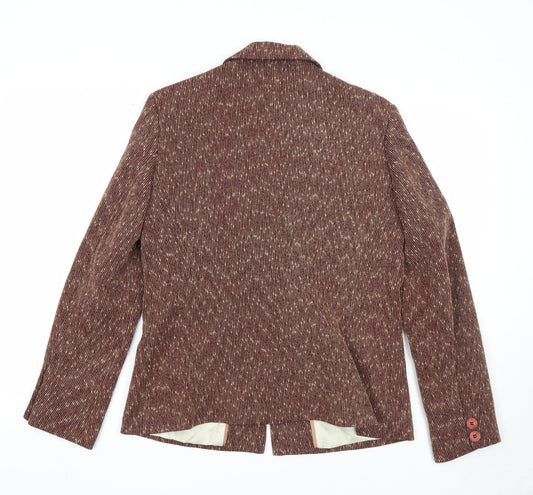 Klass Womens Brown Geometric Jacket Blazer Size 16 Button