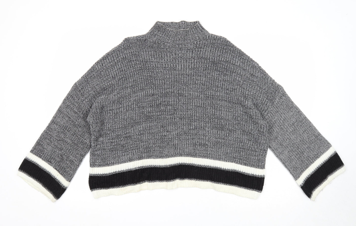 SheIn Womens Black High Neck Acrylic Pullover Jumper Size M