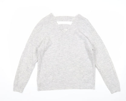 F&F Womens Grey V-Neck Acrylic Pullover Jumper Size 8