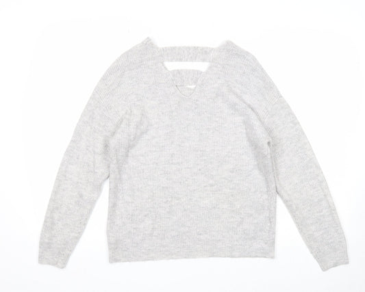 F&F Womens Grey V-Neck Acrylic Pullover Jumper Size 8