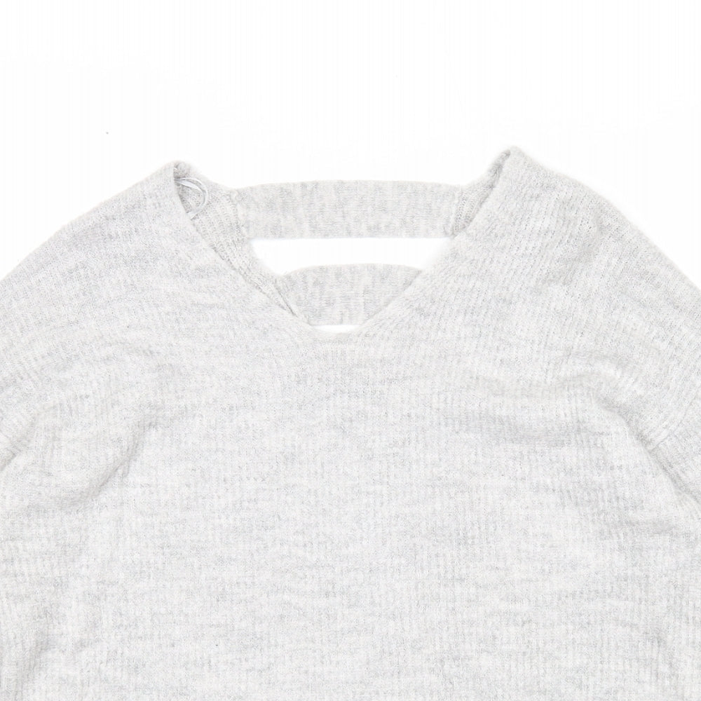 F&F Womens Grey V-Neck Acrylic Pullover Jumper Size 8