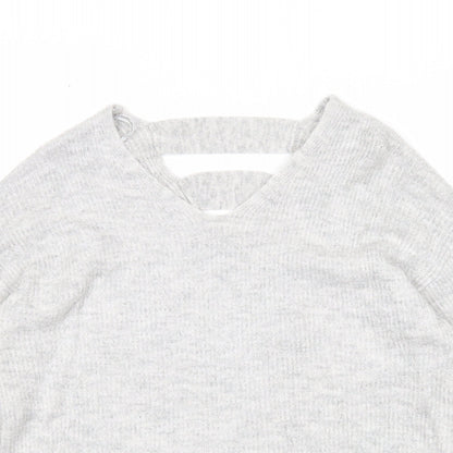 F&F Womens Grey V-Neck Acrylic Pullover Jumper Size 8