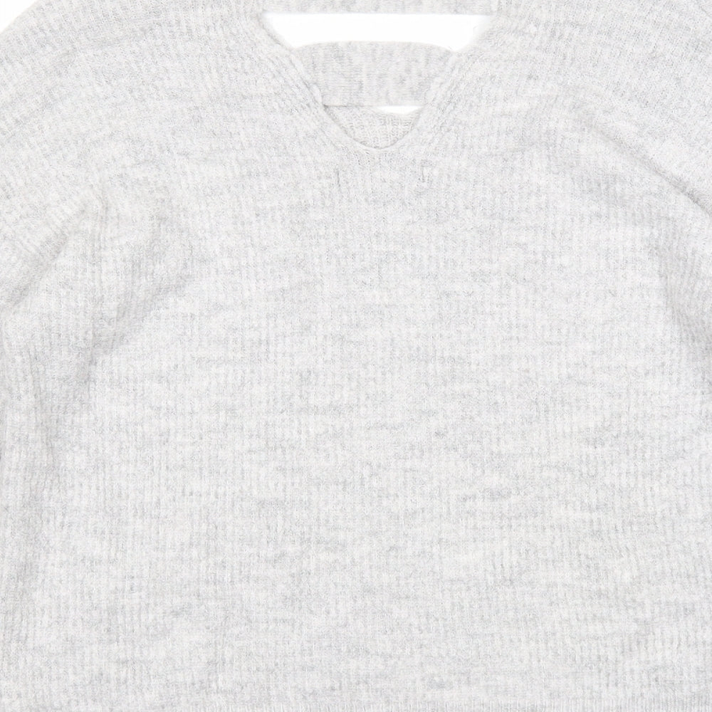 F&F Womens Grey V-Neck Acrylic Pullover Jumper Size 8