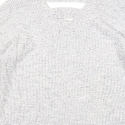 F&F Womens Grey V-Neck Acrylic Pullover Jumper Size 8
