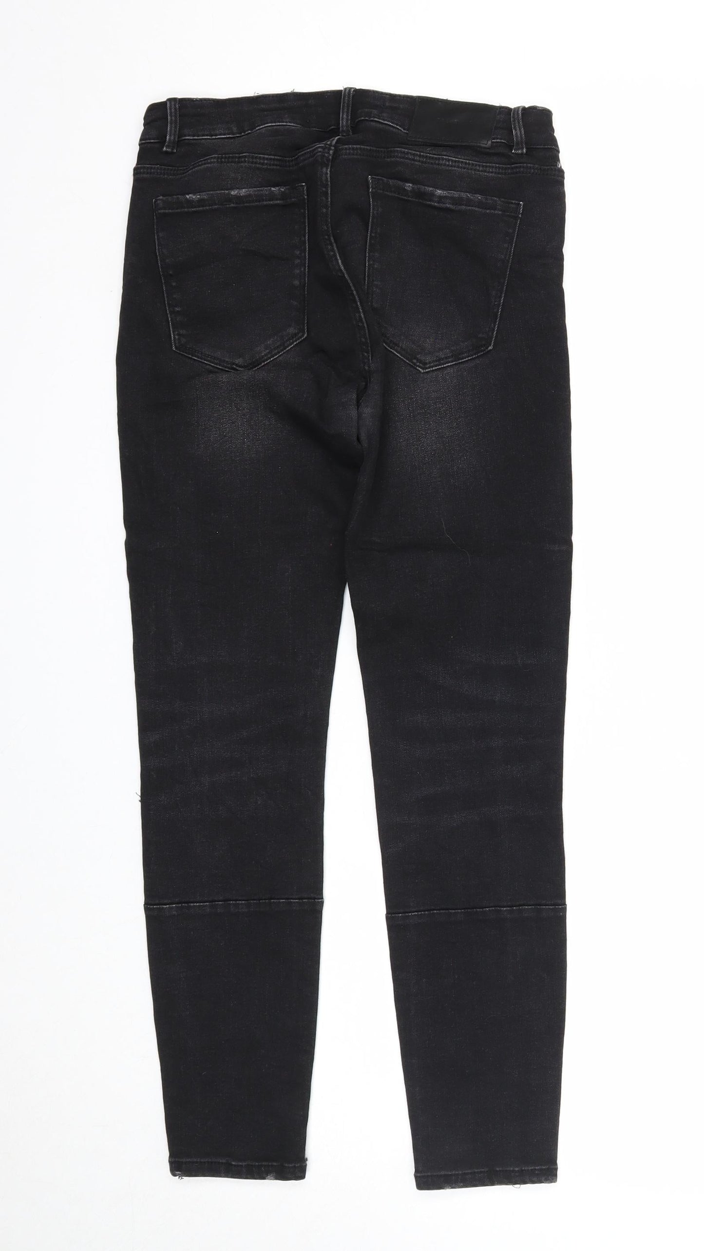 Zara Womens Black Cotton Skinny Jeans Size 10 Regular Zip