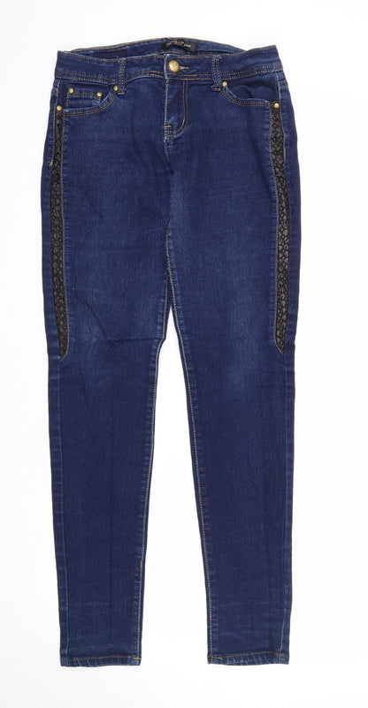 Fashion is you Womens Blue Cotton Skinny Jeans Size 14 Regular Zip