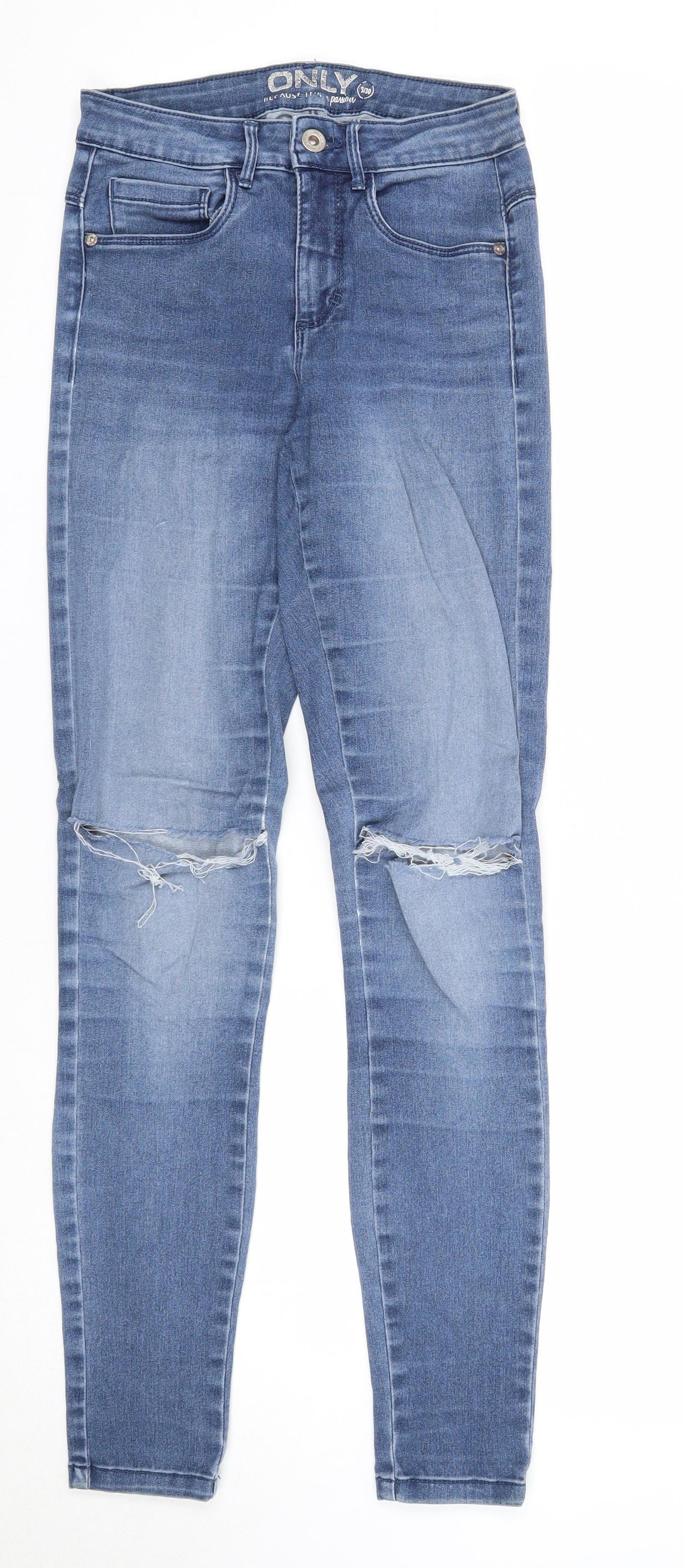 Only Womens Blue Cotton Skinny Jeans Size S Regular Zip