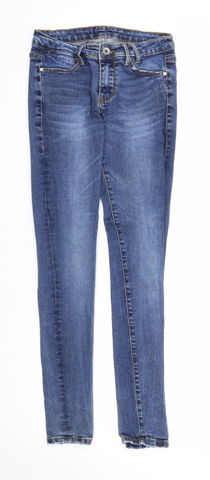 Womens UK Size XS Preworn Regular Fit Skinny Blue Jeans