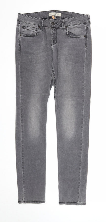 Topshop Womens Grey Cotton Straight Jeans Size 30 in L32 in Regular Zip