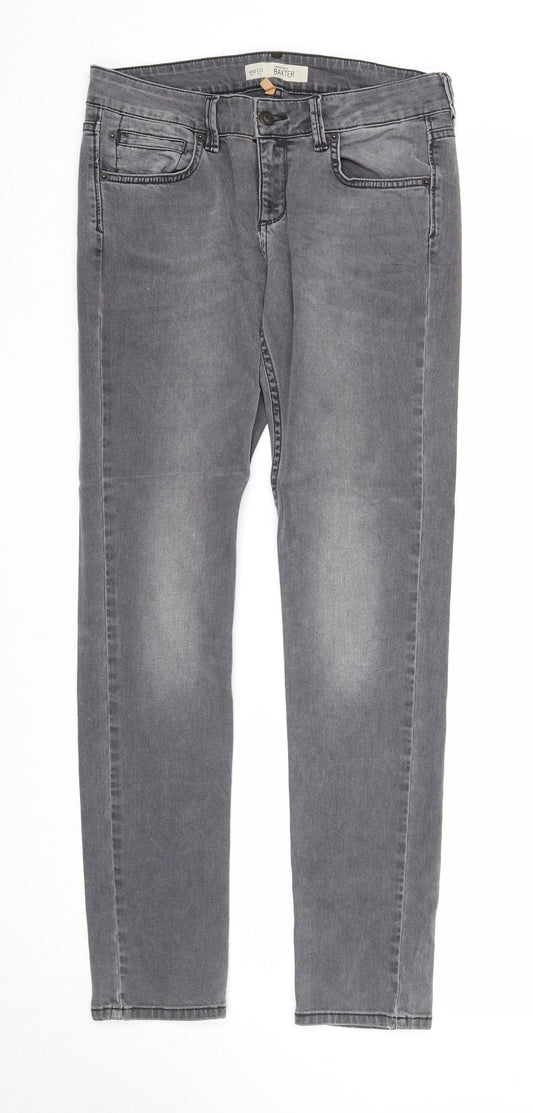 Topshop Womens Grey Cotton Straight Jeans Size 30 in L32 in Regular Zip