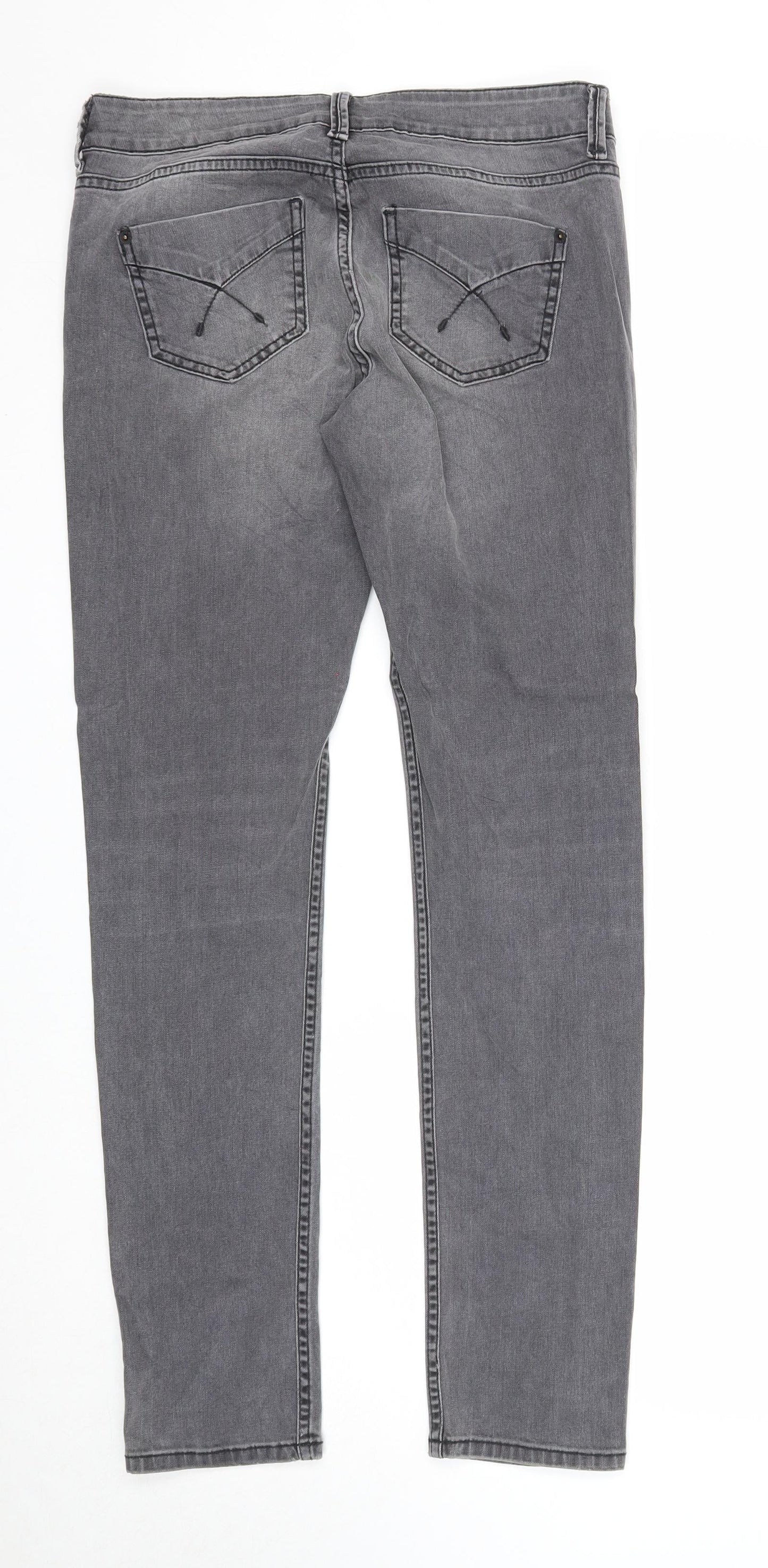 Topshop Womens Grey Cotton Straight Jeans Size 30 in L32 in Regular Zip