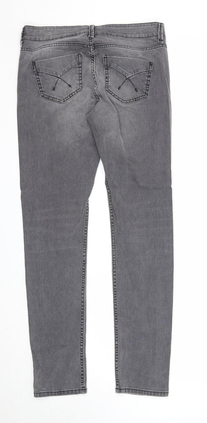 Topshop Womens Grey Cotton Straight Jeans Size 30 in L32 in Regular Zip