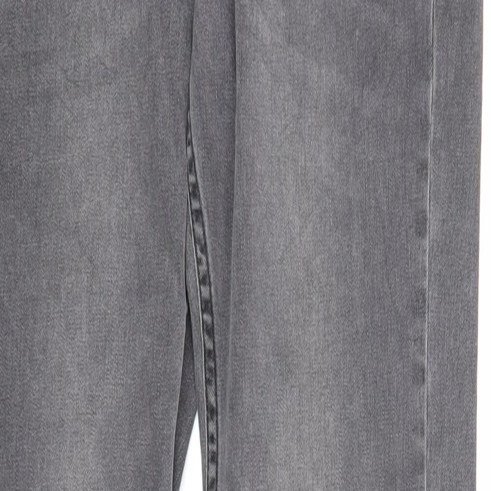 Topshop Womens Grey Cotton Straight Jeans Size 30 in L32 in Regular Zip