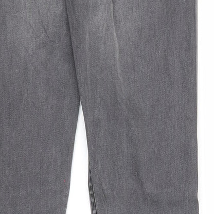 Topshop Womens Grey Cotton Straight Jeans Size 30 in L32 in Regular Zip