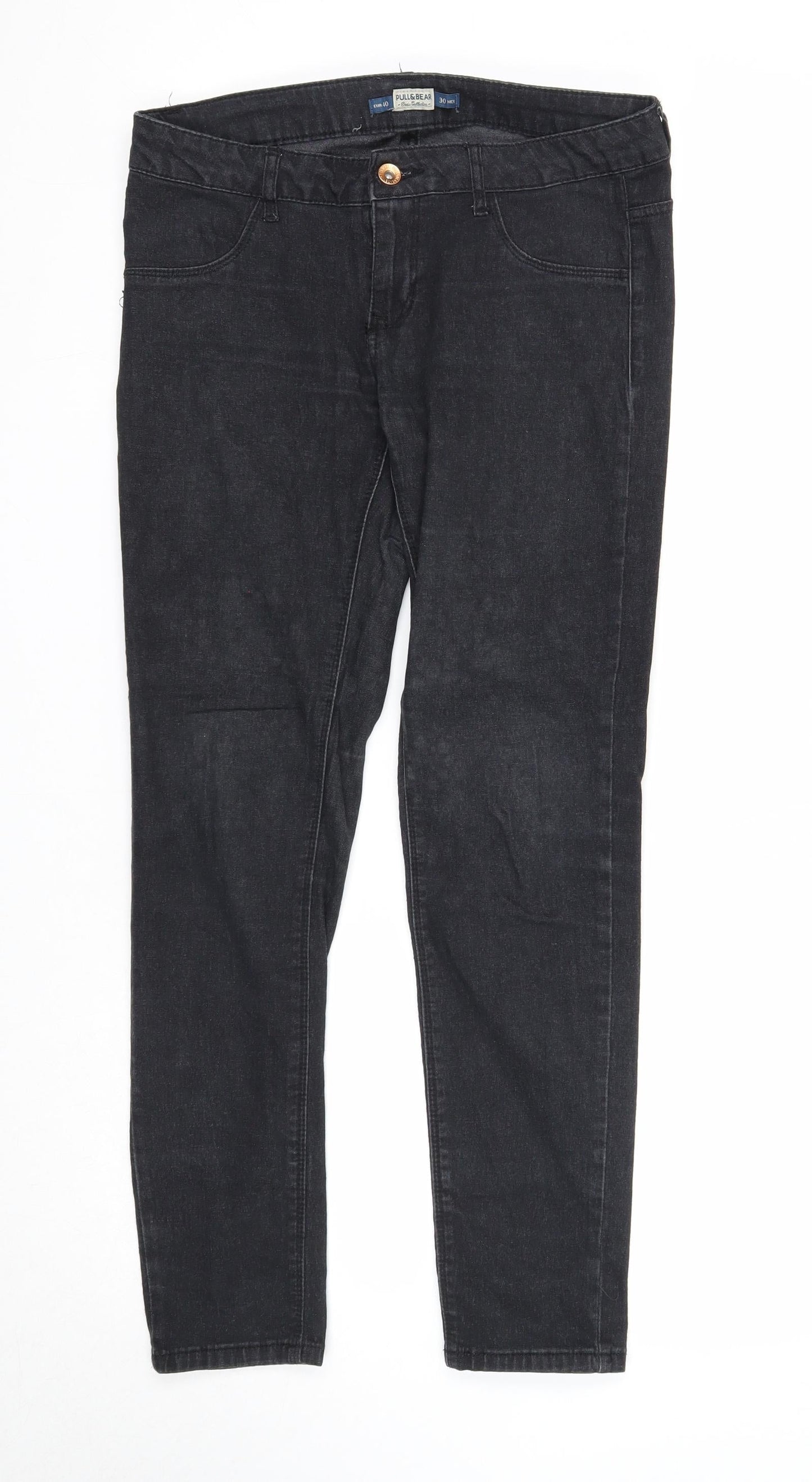Pull&Bear Womens Black Cotton Skinny Jeans Size 30 in Regular Zip