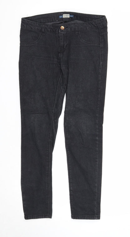 Pull&Bear Womens Black Cotton Skinny Jeans Size 30 in Regular Zip