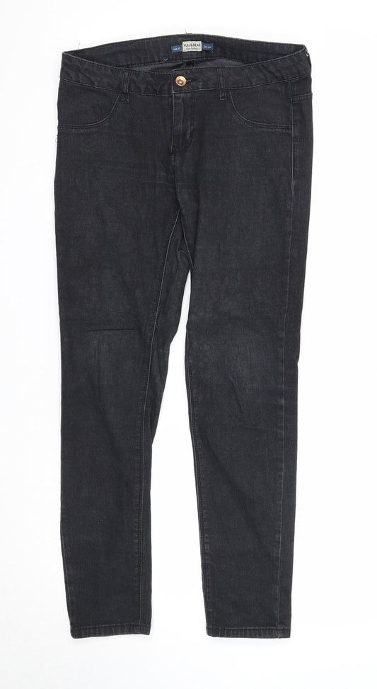 Pull&Bear Womens Black Cotton Skinny Jeans Size 30 in Regular Zip
