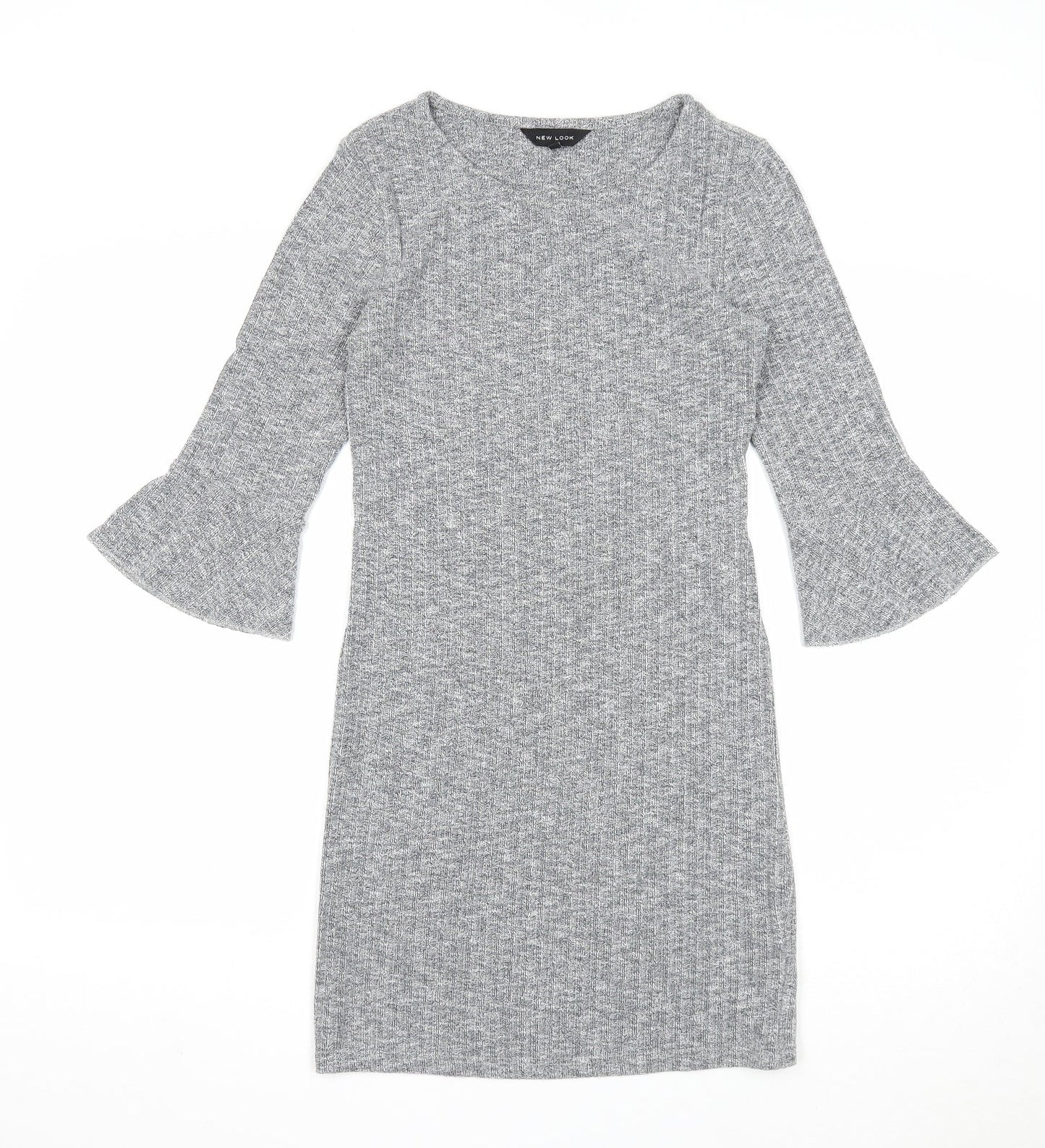 New Look Womens Grey Polyester A-Line Size 8 Round Neck Pullover