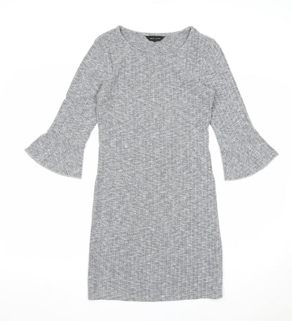 New Look Womens Grey Polyester A-Line Size 8 Round Neck Pullover