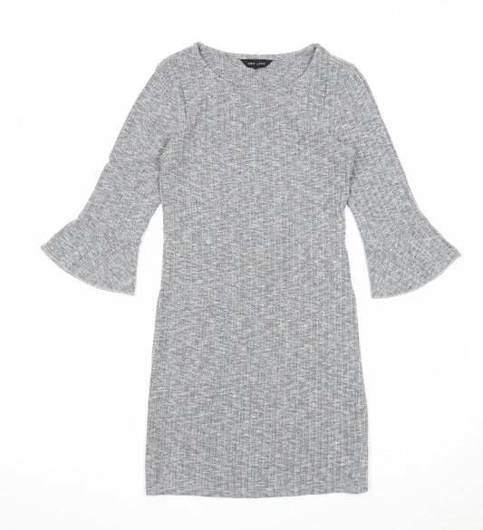 New Look Womens Grey Polyester A-Line Size 8 Round Neck Pullover