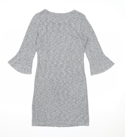 New Look Womens Grey Polyester A-Line Size 8 Round Neck Pullover