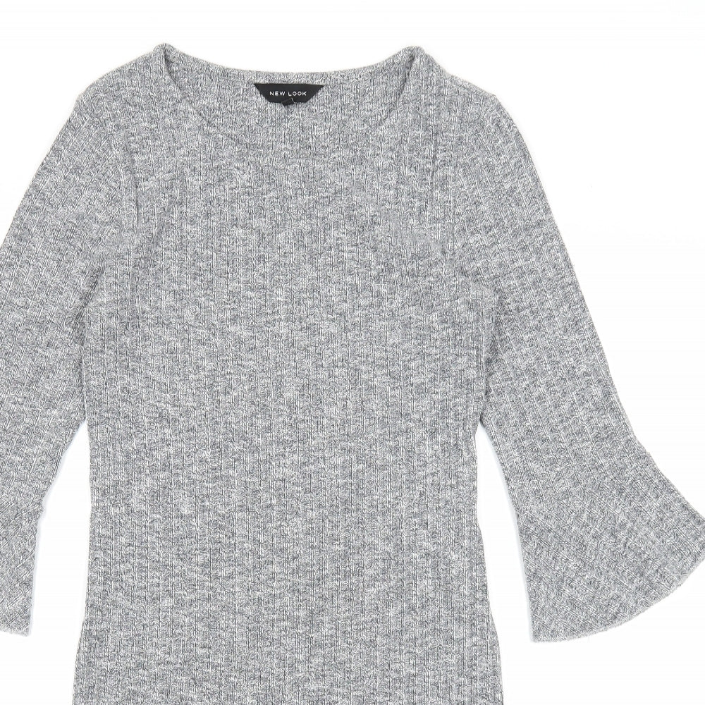 New Look Womens Grey Polyester A-Line Size 8 Round Neck Pullover