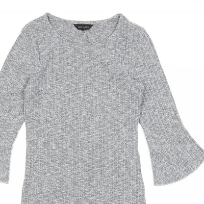 New Look Womens Grey Polyester A-Line Size 8 Round Neck Pullover