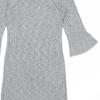 New Look Womens Grey Polyester A-Line Size 8 Round Neck Pullover