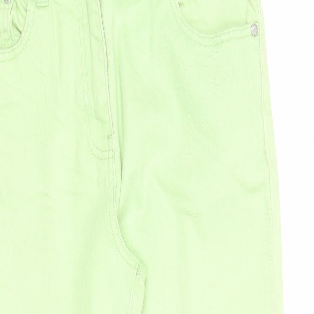 M&Co Womens Green Cotton Straight Jeans Size 12 Regular Zip