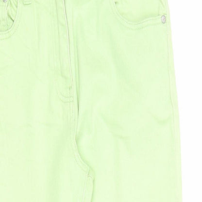 M&Co Womens Green Cotton Straight Jeans Size 12 Regular Zip