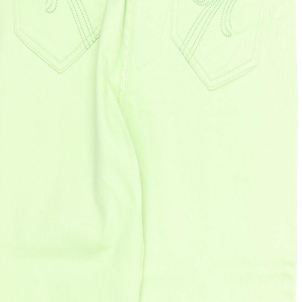 M&Co Womens Green Cotton Straight Jeans Size 12 Regular Zip
