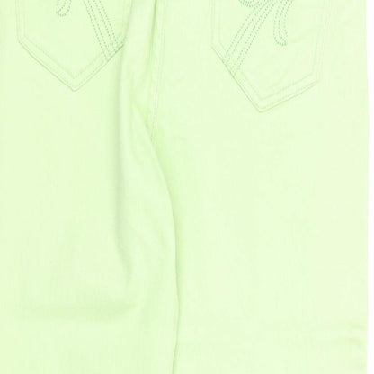 M&Co Womens Green Cotton Straight Jeans Size 12 Regular Zip