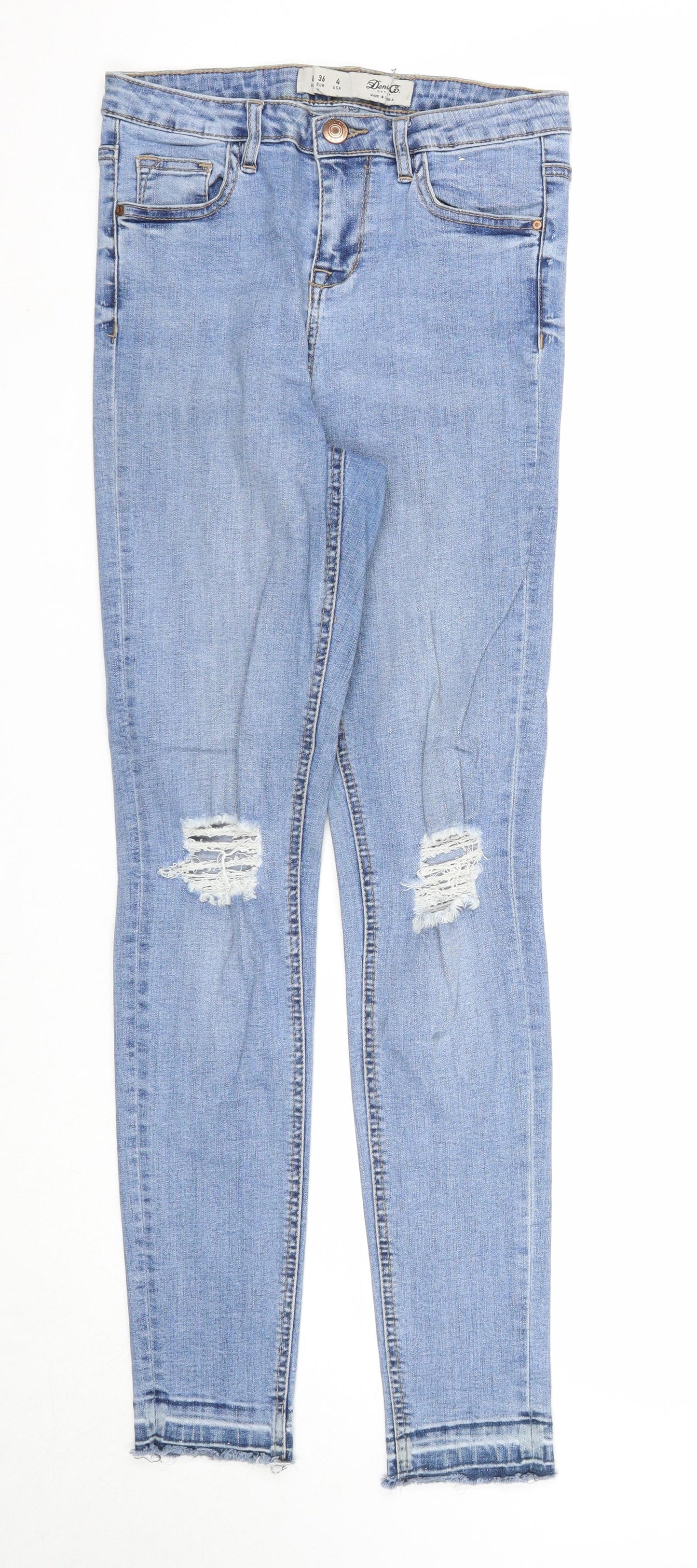 Denim & Co. Womens Blue Cotton Skinny Jeans Size 8 Regular Zip