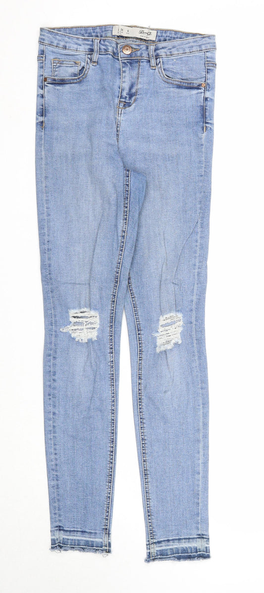 Denim & Co. Womens Blue Cotton Skinny Jeans Size 8 Regular Zip