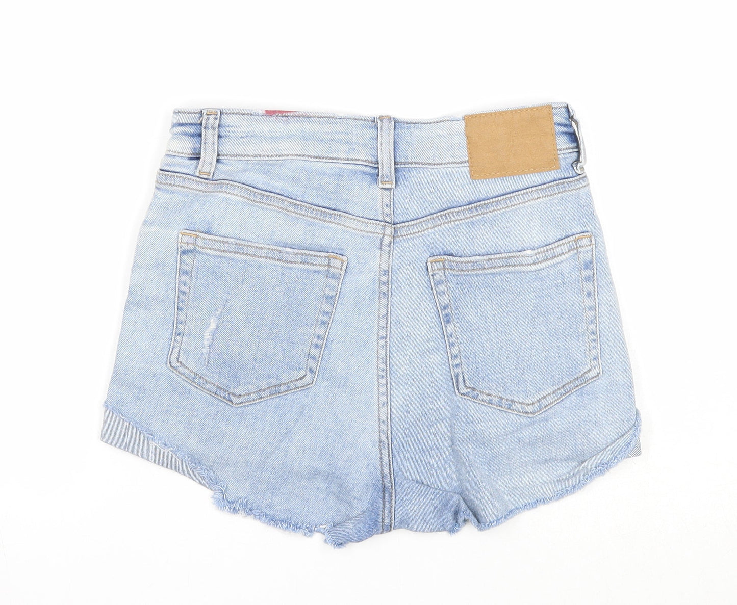 H&M Womens Blue Cotton Boyfriend Shorts Size 6 Regular Zip