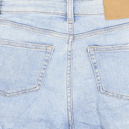 H&M Womens Blue Cotton Boyfriend Shorts Size 6 Regular Zip